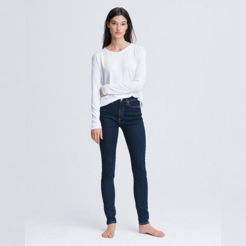 Rag & Bone Nina High Rise Skinny Jeans Marine Blue Dark Wash Denim - Picture 1 of 10